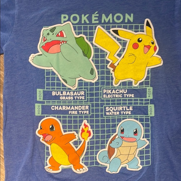 Pokemon Blue Kids Shirt with Colorful Characters (D) - Picture 2 of 4